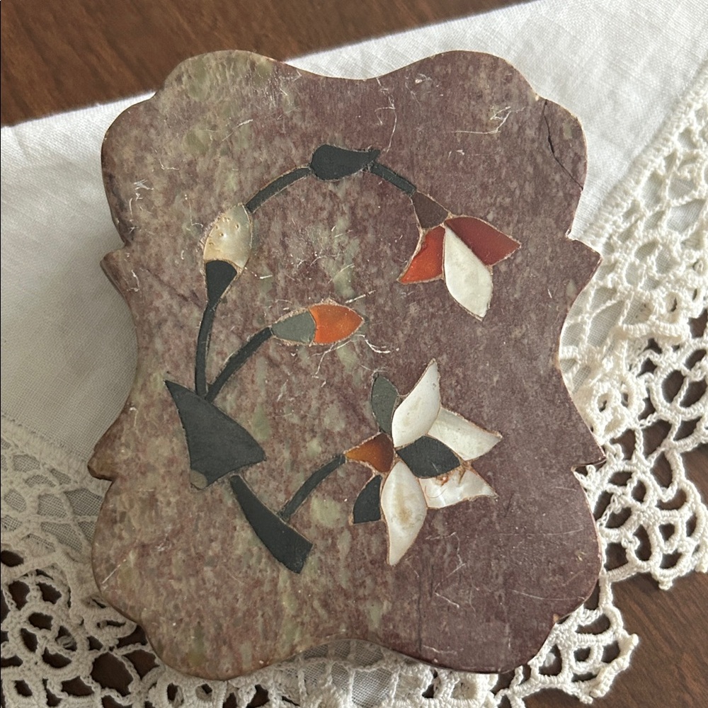 Vintage Jasper and Mother of Pearl Trinket Box